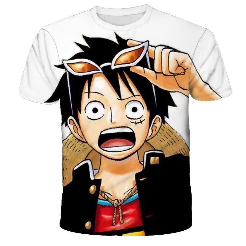 One Piece Luffy Girls T-shirt Kids Short Sleeve Children Print T-shirts Tees Boys' Casual Clothes Ghild O Neck Shirt Daily Tops