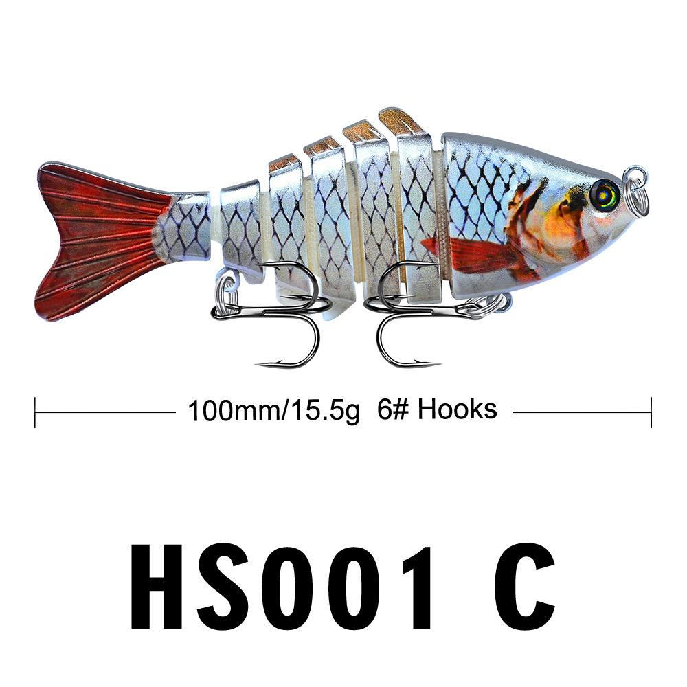 

10cm Multi-jointed Hard Plastic Bionic Fish Bait, 15.5g, 7-Section Artificial Lure, HS001 Set Color Can Be Freely Combined