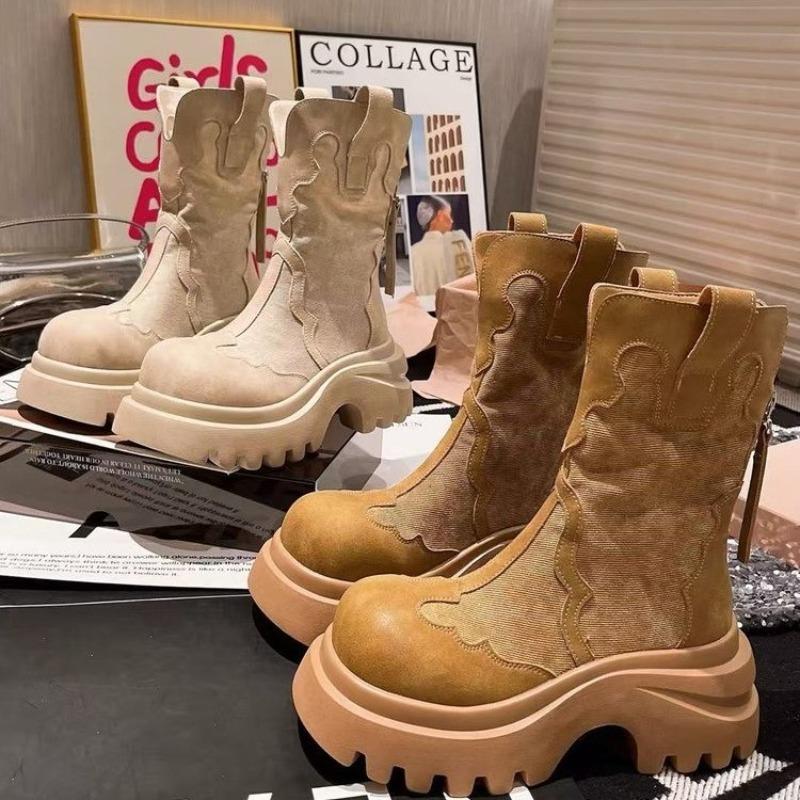 Moda Platforma Damskie Botki na Kostkę Wysokie Obcasy Projektanckie Buty Jesienne Krótkie Botki 2025 Botki Chelsea Moda Gotycka Do Chodzenia Mujer Zapatos