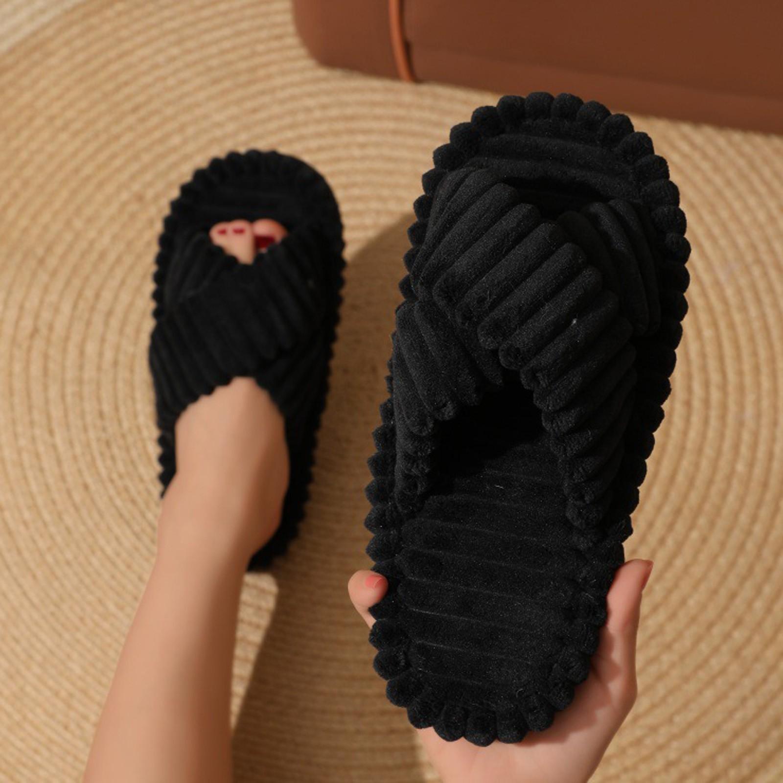 Slippers For Women Womens Slipper Slides Home Bedroom Bathroom Plush Slippers Cozy Comfortable 36 чёрный 930₽
