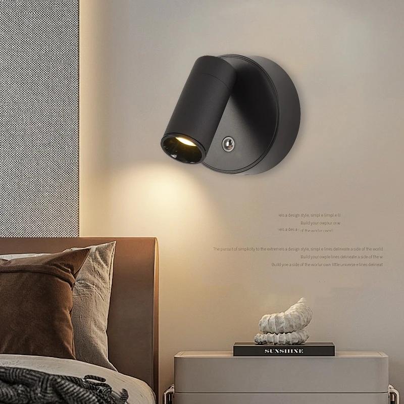 LED Light Magnetic USB Rechargeable Wall Light Spotlight Wireless No Wiring No Punch Reading Light Bedroom Bedside Wall Light