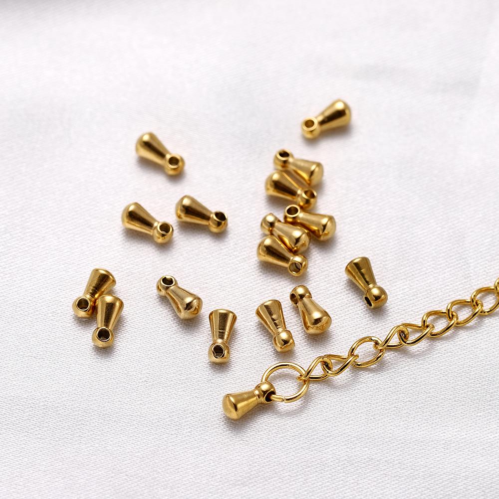 10/30 Stück/Packung Edelstahl Wassertropfen Anhänger Endkappen Perlen Schwanzverlängerungskette für DIY Schmuck Halskettenherstellung Zubehör