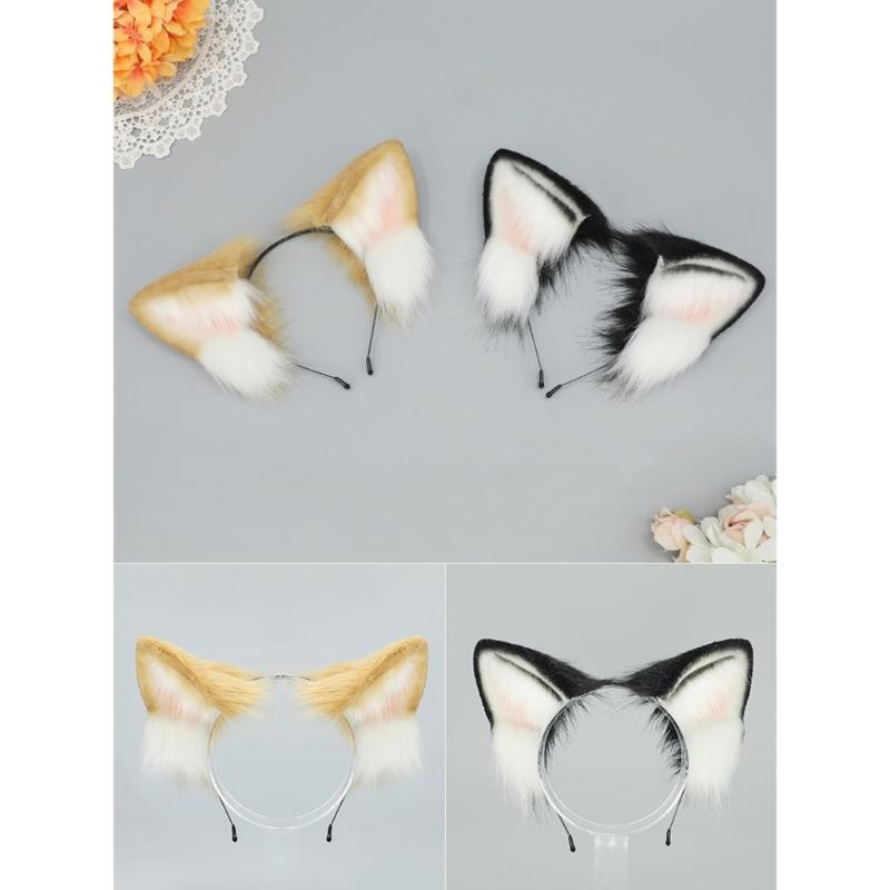 1/2 Stück Kunstpelz Tier-Schwanz Hundeschwanz Hundeohren Stirnband Halloween Cosplay Kostüm Hundeohren Haarband Hundeschwanz Hunde Kostüme