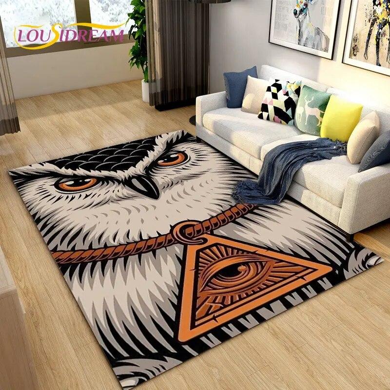 3D Cartoon Cute Owl Area Rug,Carpet Rug for Home Living Room Children's Bedroom Sofa Doormat Decor,Kitchen Non-slip Floor Mat