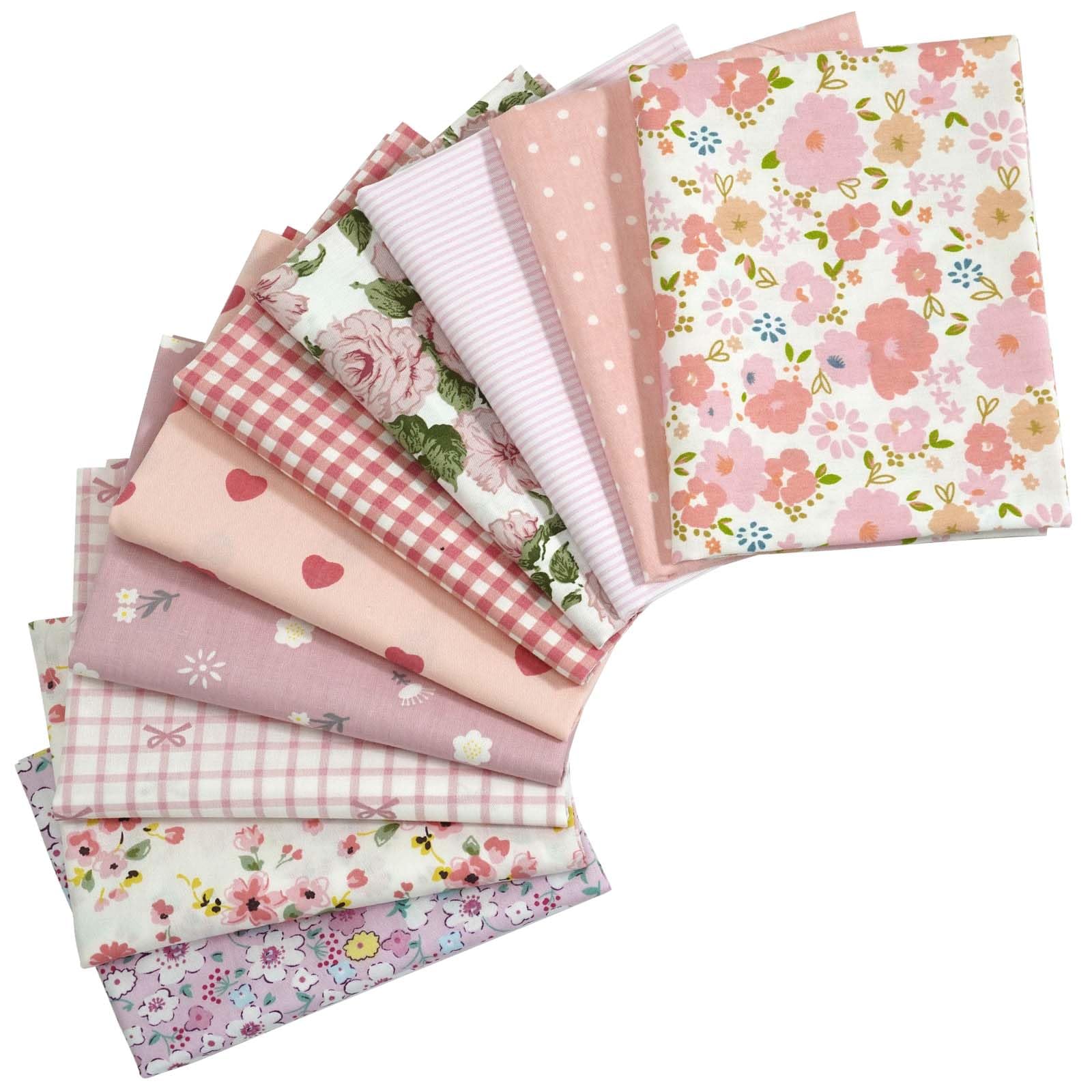 

Set of 10 Bowknot Floral Print Cut Cute Lucky DIY Craft Fabric 50x50cm Fabric, Cloth, Scraps, Bag, Set,