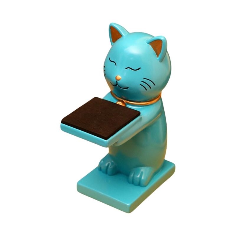 

Счастливые Кошки Прочная Смоляная Подставка для Часов и Браслетов Элегантные Настольные Органайзеры для Украшений Особые Подарки Повседневное Использование синий