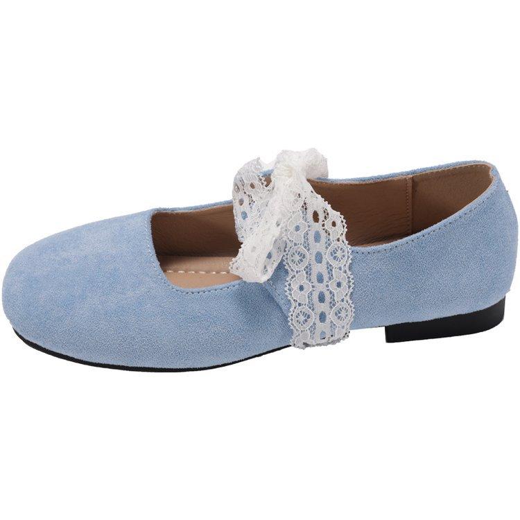 French ballet style lace-up bow single shoes women's spring and autumn 2025 new flat-bottomed sweet and cute Mary Jane shoes