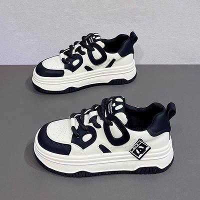 Zwart-witte panda schoenen damesschoenen 2024 lente en herfst nieuwe vrijetijds sport veelzijdige dikke zool schoenen witte schoenen