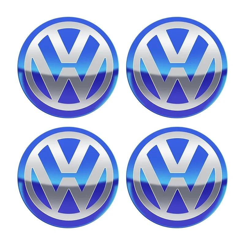 LMN1 VW Car Accessories Wheel Center Cover Stickers Hub Cap Sticker Tire Valve For VW GTI Polo Passat Golf Tiguan Jetta T-ROC Beetle