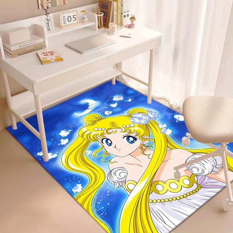 Cute Cartoon Theme Sailor Moon Tsukino Usagi Cartoon Rug Multifunctional Household Anti-slip Decorative Door Mat, Outdoor Floor Mat, and Carpet Y8