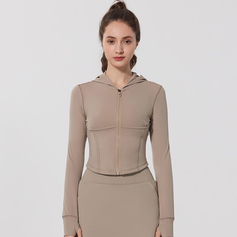 Antibacterial Bare Feel Sports Jacket - Long Sleeve, Zippered, Tight Fit for Yoga & Running, Spring/Autumn