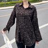 2025 Dámská košile s dlouhým rukávem a leopardím potiskem nadměrná velikost jaro a léto nová ležérní kancelářská halenka bunda klopa volný jednoduchý kabát dámské oblečení 3137