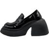 Platform Leather Shoes Women's British Style Height Increasing Spring New Chunky Heel Shoes One Pedal Loafer All-Matching