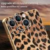 For iPhone 14 Plus Case Leopard Print PU Leather Coated PC + TPU Electroplating Phone Cover