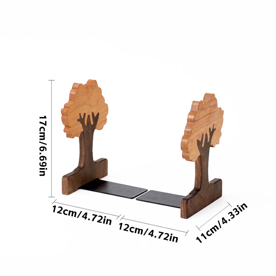 Custom Retro Wood Book Ends and Bookend Stand for Desk Home and Office