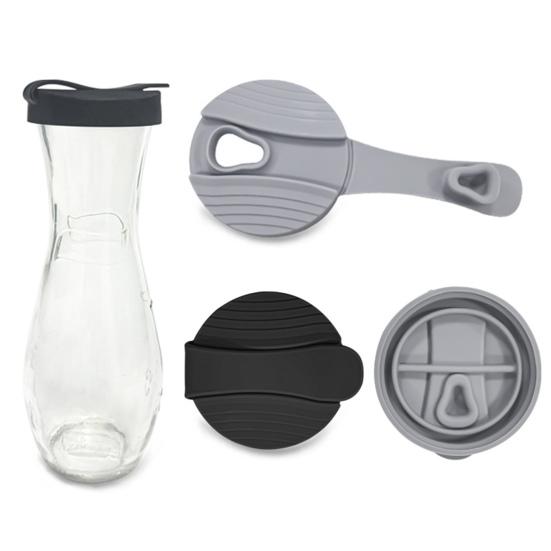

1/2Pcs Silicone Bottle Cap Easy Snap-On Design Easy to Clean Salad Flask Seal Flavor Preservation Bottle Cover 1pc сірий