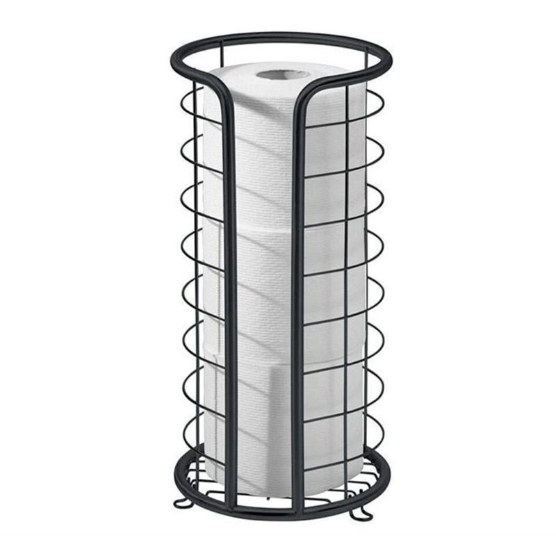 Elegant Floor Standing Tissue Rack Iron Kitchen Roll Paper Holder Space Saving for Modern Decoration