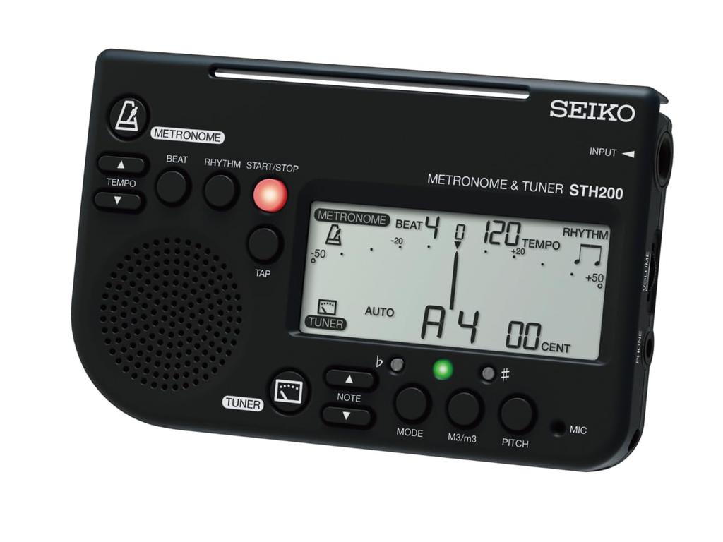 Seiko Metronome High Music Stand Ideal for Brass STH200BK Tuner, Volume, Mountable, Bands, Black,