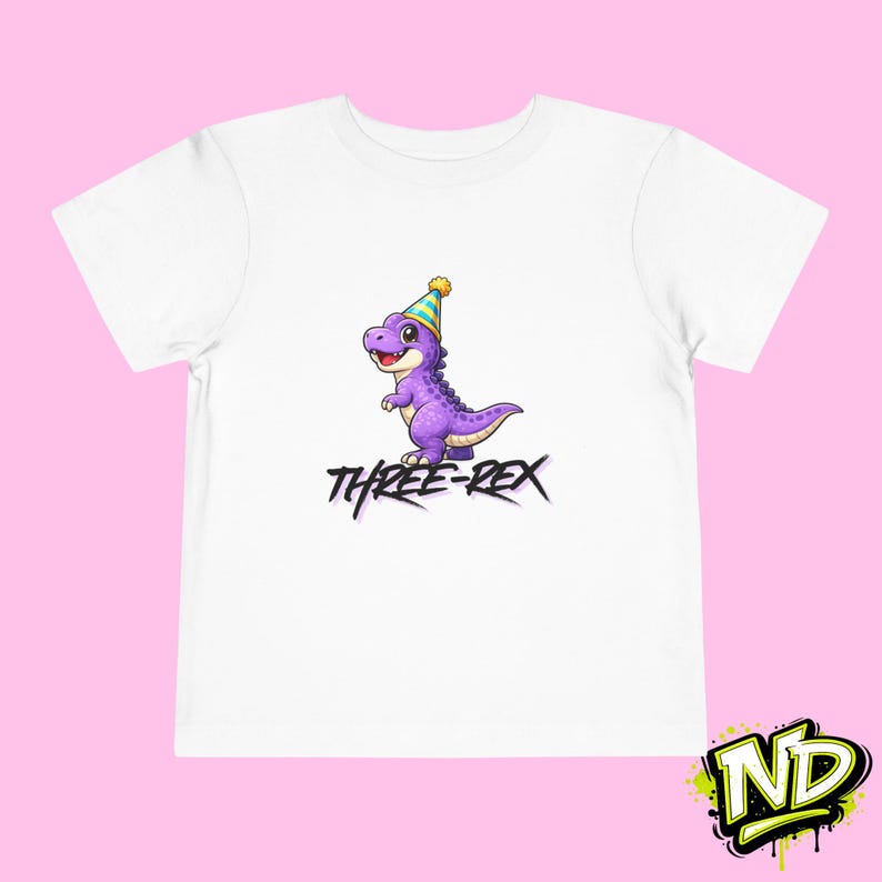 Threerex Dinosaur Toddler T-Shirt | Funny 3rd Birthday Dino Tee | Purple 160