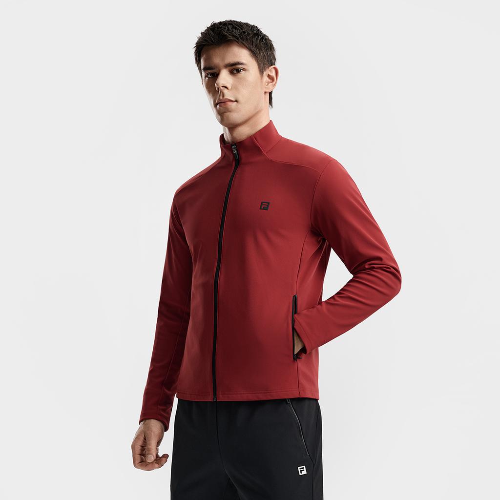 Fila Fitness Series Simple Classic Casual Sports Training Comfortable Versatile Knitted Jacket Men jackets Deep-Burgundy A11M611504FWI