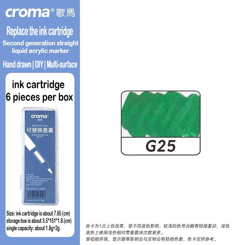 Croma 160/24 Color Replaceable Ink Refill Liquid Soft Tip Acrylic Marker Non Toxic Waterproof School Office Supplies Stationery
