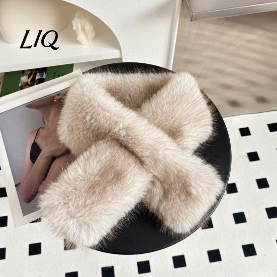 Daily Outdoor Cycling Scarf Faux Fur Collar for Women, Plush Neck Warmer Scarf, Fluffy Elegant Evening Dress Scarves, Thanksgiving Christmas