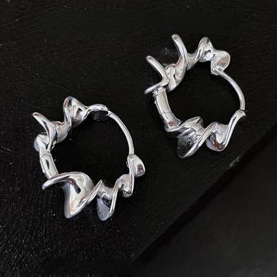 Wave Ear Buckle Women's New Niche Unique Design Earrings Japanese and Korean Temperament Ins Personalized Earrings