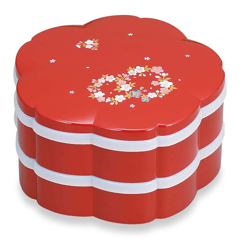 Mitani Yamanaka Lacquerware Jubako Yamanaka Cherry Blossom with Tatami Cherry Blossom Hors Box, Vermilion, 19.2cm, Lacquerware, Design, 6.5cm,
