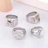 Punk Cracks Charm Ring for Men Stainless Steel 316L Shiny Anillos  Accessories Personalized Lightning Party Jewelry