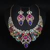 Elegant Full Diamond Clavicle Necklace & Earring Set for Evening Dress & Bridal Wear