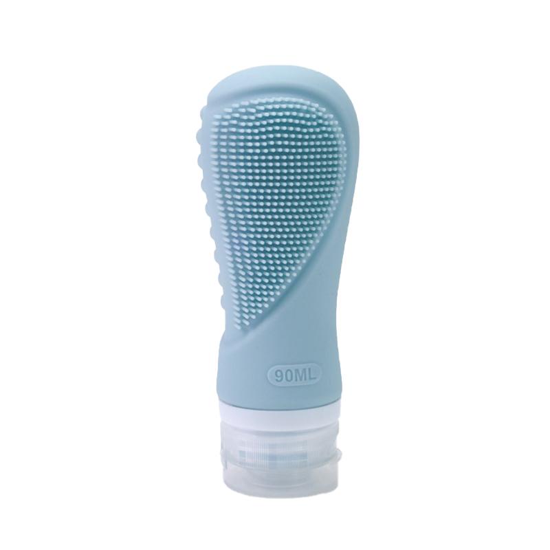 

90ML 3in1 Shampoo Brush Face Wash Brush Silicone Travel Bottle Travel Packing Lotion Shampoo Portable Silicone Refillable Bottle
