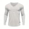 Top casual da uomo a maniche lunghe, tinta unita, vestibilità slim, con bottoni e scollo a V