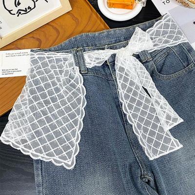 Style Lace Triangular Binder Headscarf Beige French Farm Style Girl Korean Style Ins Style Lace-Up Hair Band Toe Cap