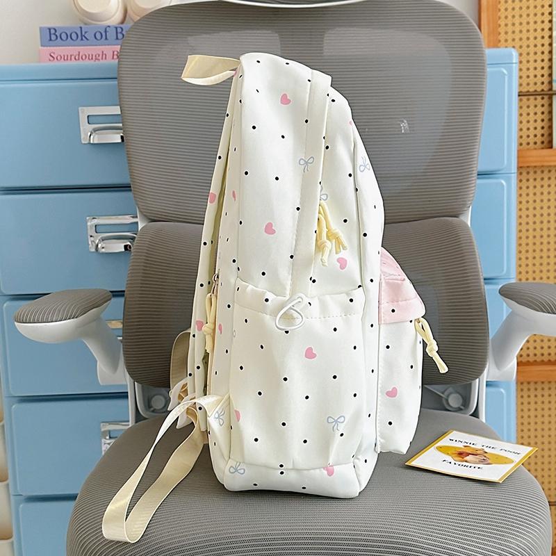 Student Schoolbag Large Capacity Multi-Function Backpack Dot Bow Print Women's Lightweight Backpack