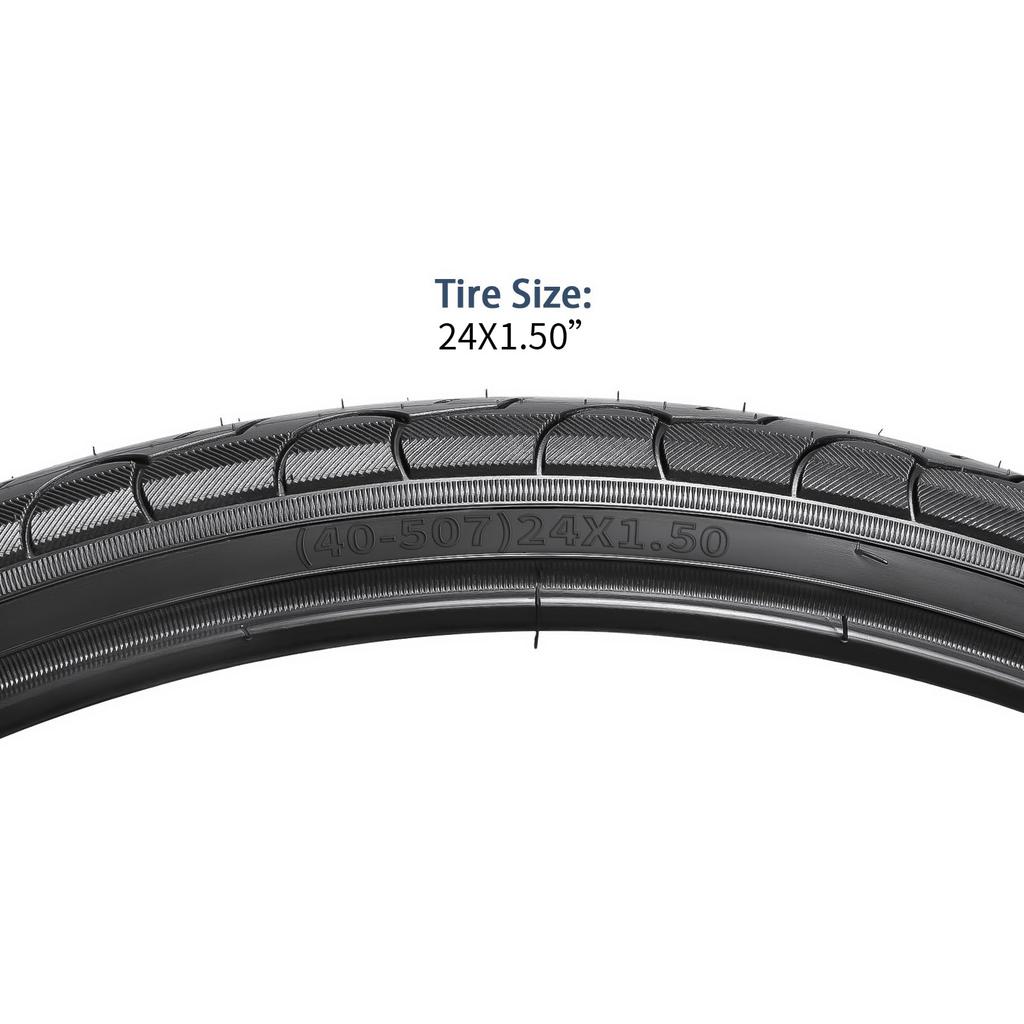 YunSCM Two 24x1.50 Tires, 24x1.50 40-507 Bicycle Tires, for 24-inch 1.50 Road Bikes, Y-062-A