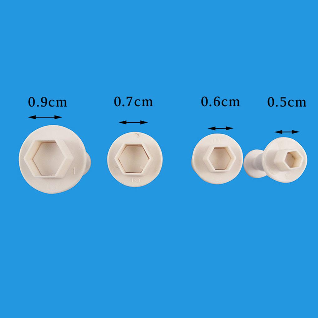 4pcs Hexagon Shaped Plastic Biscuits Spring Cutting Dies Geometric Cake Baking Utensils Molds Mould