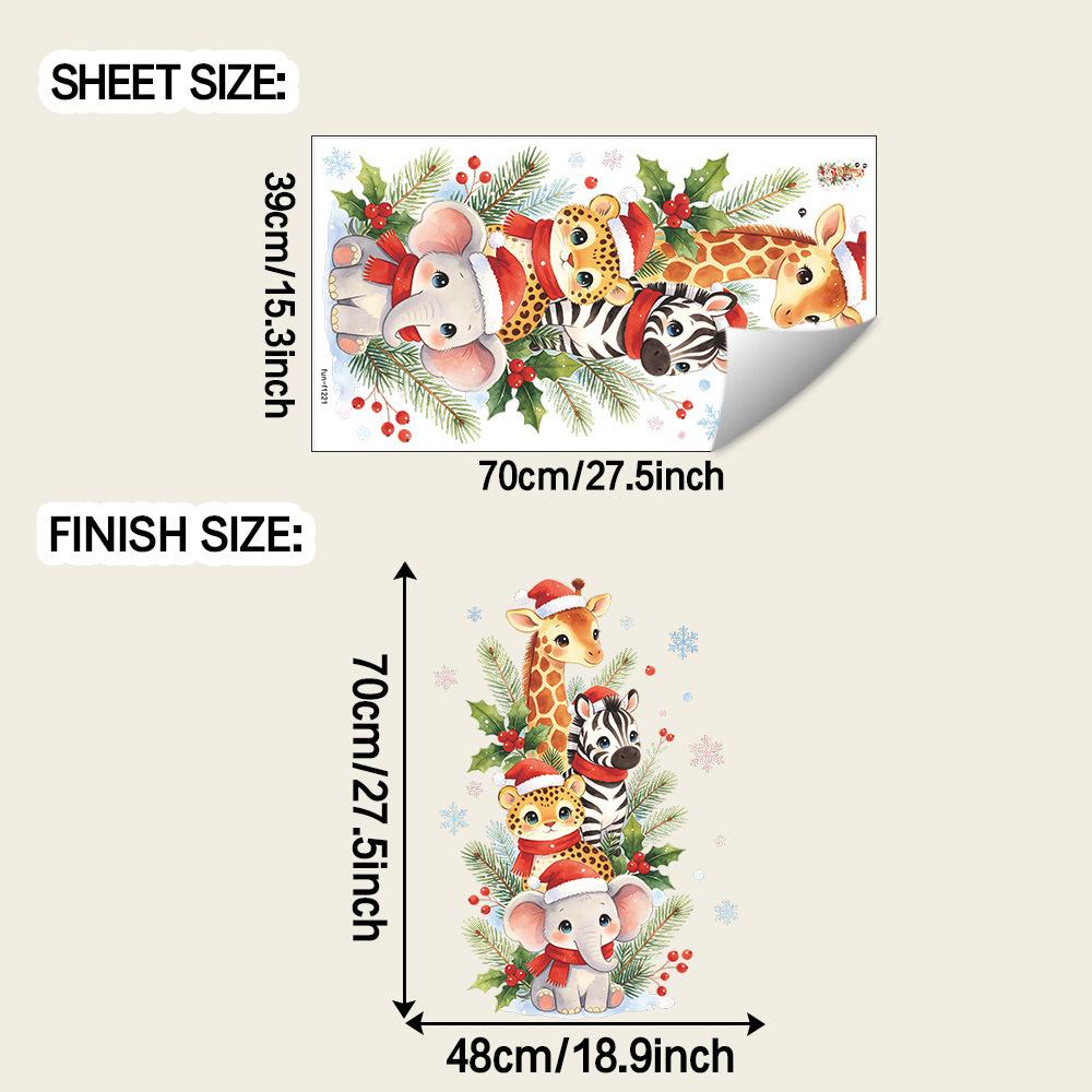 Christmas Painted Cartoon Elk Little Hedgehog Outdoor Glass Window Beautification Window Sticker