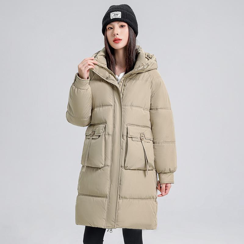 Cotton clothes women's over the knee length 2025 winter new Korean version of thickened jacket with large pockets padded jacket women's padded jacket