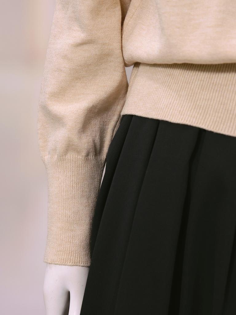 Le shop Tie Neck Color Block Button-up Long Sleeve Knit Cardigan TQ2KC327