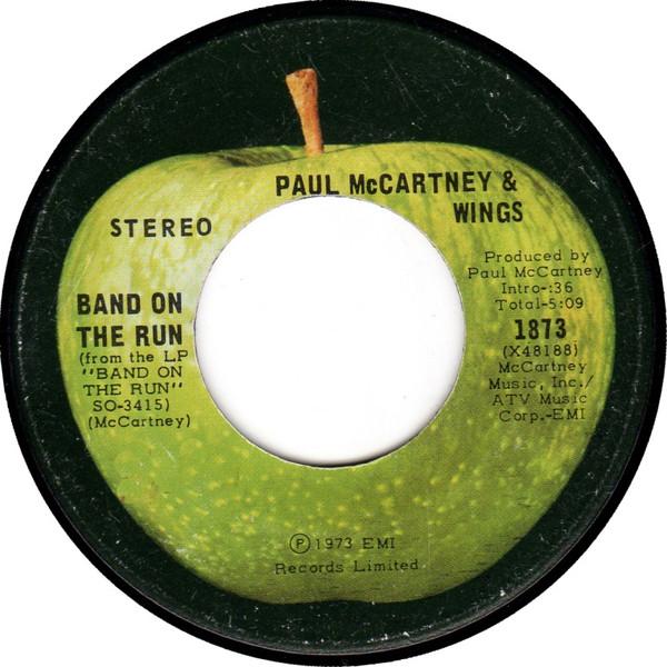 

7inch Record WINGS Band On The Run 1873 Apple Records 1974 Canada Rock Used