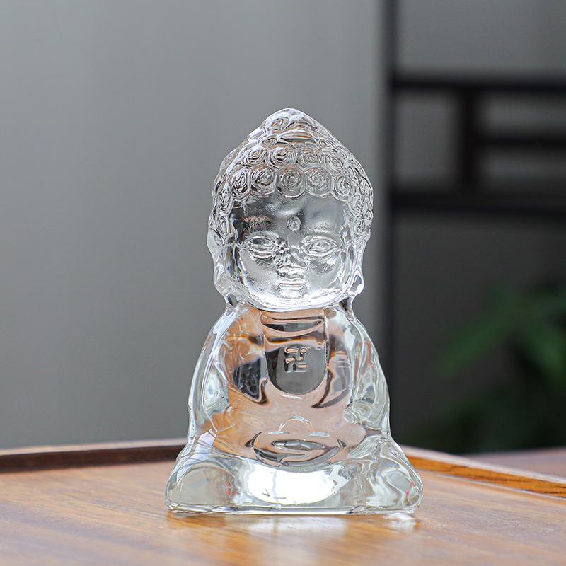 Ancient glazed little monk teapet creative ornament frosted zen glass Tathagata small Buddha statue kung fu tea set tea ceremony
