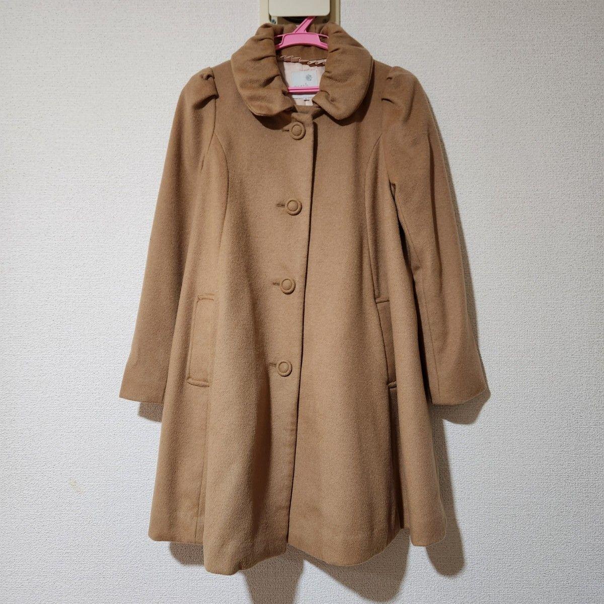 earth musicecology coat wool beige long sleeve cashmere