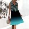 Plus Size V Neck Sleeveless Green Canyon Waterfall Print For Forest Exploration Tour