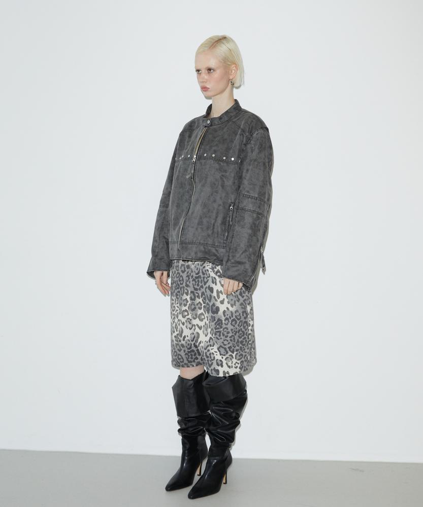 Voont Washing Leather Jacket (Gray)