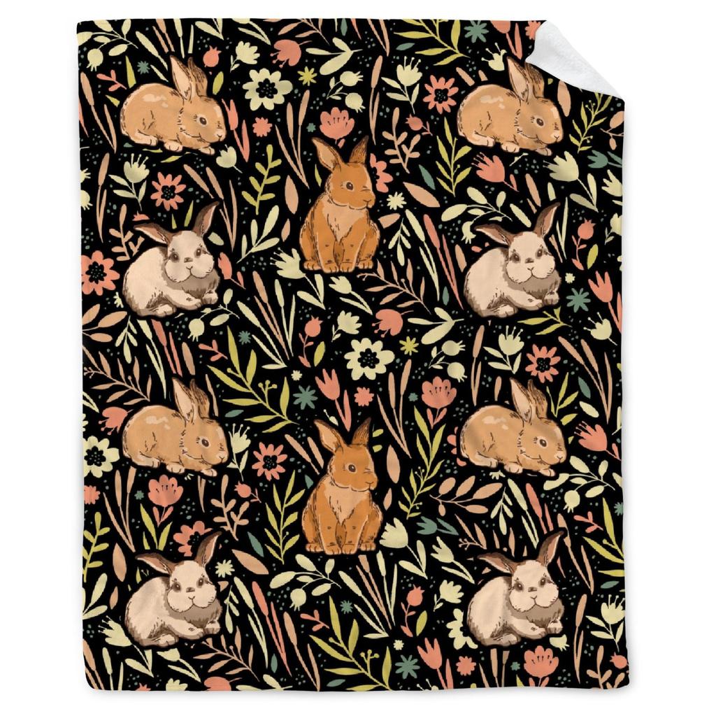 Cute Rabbit Blanket Cartoon Animal Pattern Portable Soft Blanket Sofa Bedroom Flannel Blanket