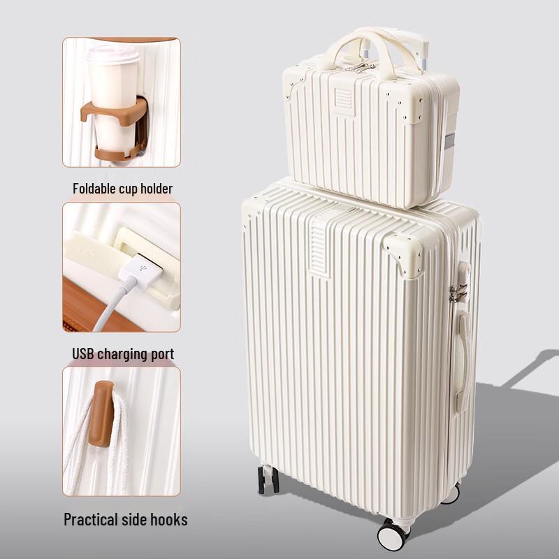 JOURHEY SHI Lightweight Rolling Suitcase with USB Cup Holder
