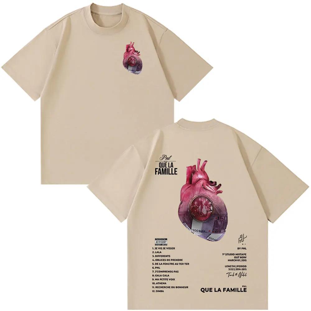 Francuski Raper PNL Que La Famille Le Monde Chico T-shirt Męski Damski Moda Hip Hop Krótki Rękaw Bawełniane T-shirty z Okrągłym Dekoltem
