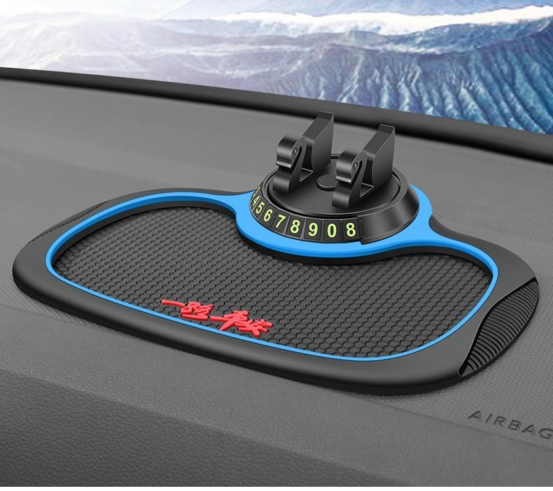 Tappetino antiscivolo multifunzionale 3 in 1 Supporto per telefono per auto Supporto per targa per auto Supporto per telefono antiscivolo per cruscotto