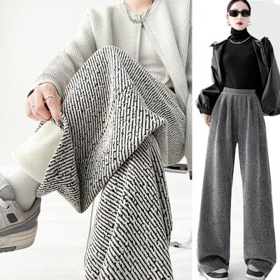 Gestreifte Hose mit weitem Bein Damen Herbst und Winter Samt Verdickt Retro-Atmosphäre Lässige Hose mit Fall
