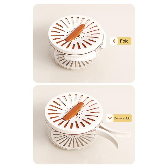 2-in-1 Draining And Preservation Basket Fruit Bowl with Strainer Lid Fruit And Vegetable Washing Bowl with Foldable Handle for Camping Kitchen Fridge